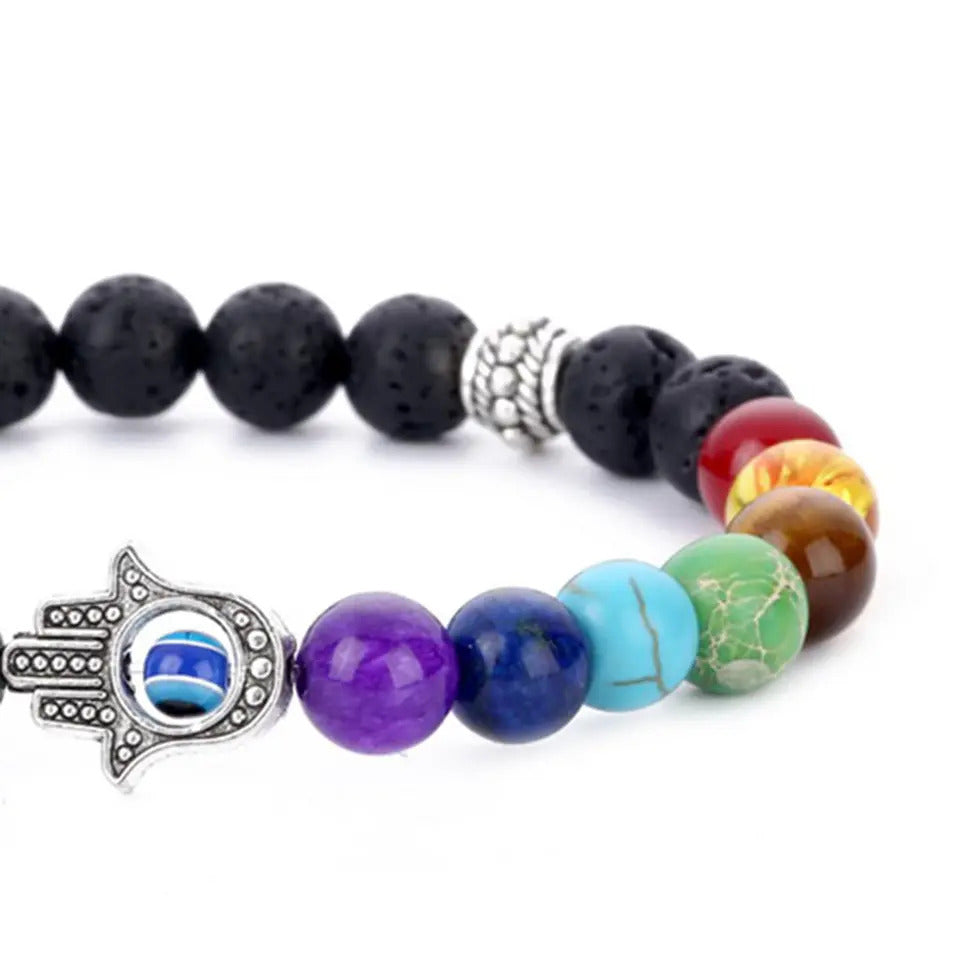 Bracelet | Trendy Jewellery | Hand Health 7 Chakras Healing Bead | Natural Stone | 7” Bangle Charm | Meditation Diffuser