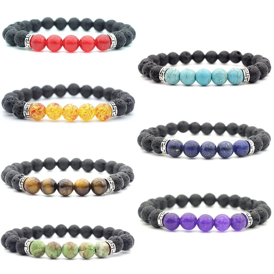 Bracelet | Trendy Jewellery | Lava Stone | Natural Energy Stone | 7” Bangle Charm