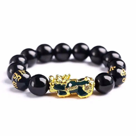 Bracelet | Trendy Jewellery | Dragon | Feng shui Pixiu Bead | Natural Energy Stone | 7” Bangle Charm