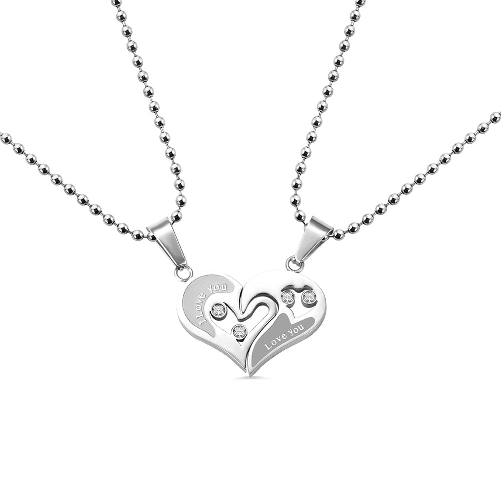 Couple Heart Necklace | I Love You | 2 Pieces/Set | Unisex | Pendant