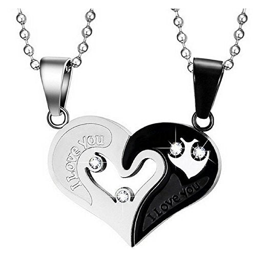 Couple Heart Necklace | I Love You | 2 Pieces/Set | Unisex | Pendant