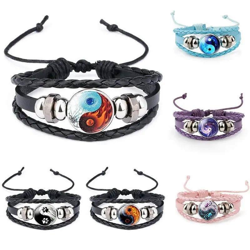 Adjustable Bracelet | Trendy Jewellery | Yin & Yang | Leather | Bangle Charm