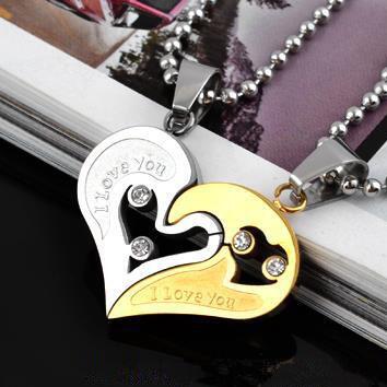 Couple Heart Necklace | I Love You | 2 Pieces/Set | Unisex | Pendant