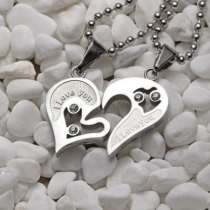 Couple Heart Necklace | I Love You | 2 Pieces/Set | Unisex | Pendant