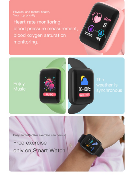 Smart Watch Waterproof | iOS & Android | Blood Pressure, Heart Rate, Fitness Tracker D20