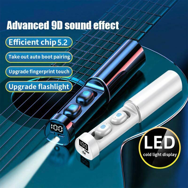 Headphones | Waterproof Stereo | With Flashlight | iOS & Android | BT V5.2 Led Display