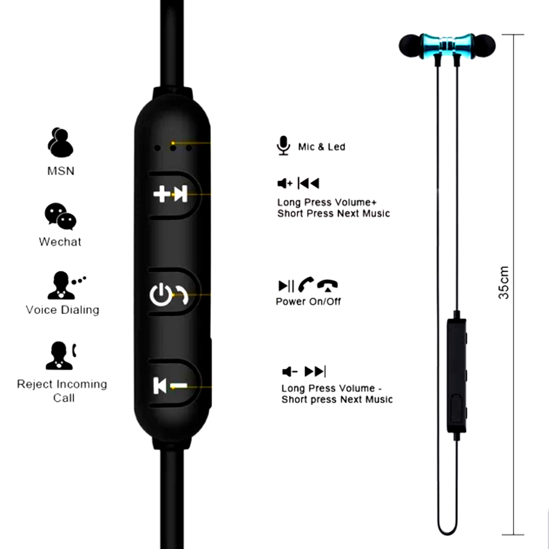 Wireless headphone with Mic | Magnetic Bass Neckband Running Earphones | Stereo Headset