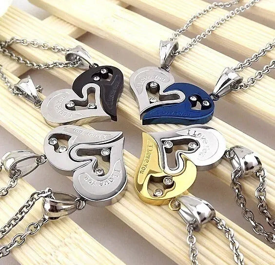 Couple Heart Necklace | I Love You | 2 Pieces/Set | Unisex | Pendant