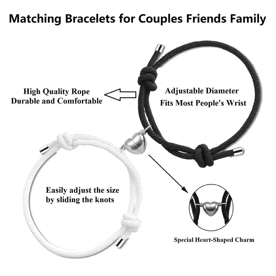 Couple Magnetic Bracelets | 2 Pieces/Set | Love | Boy Friend | Girl Friend | Valentine's Gift
