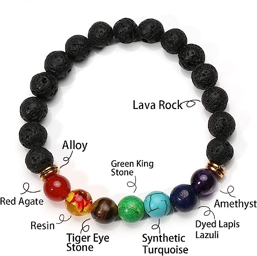 Bracelet | Trendy Jewellery | Health 7 Chakras Healing Bead | Natural Stone | 7” Bangle Charm | Yoga
