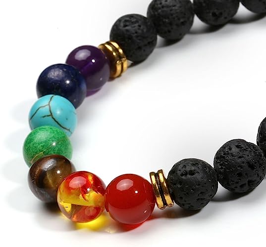 Bracelet | Trendy Jewellery | Health 7 Chakras Healing Bead | Natural Stone | 7” Bangle Charm | Yoga