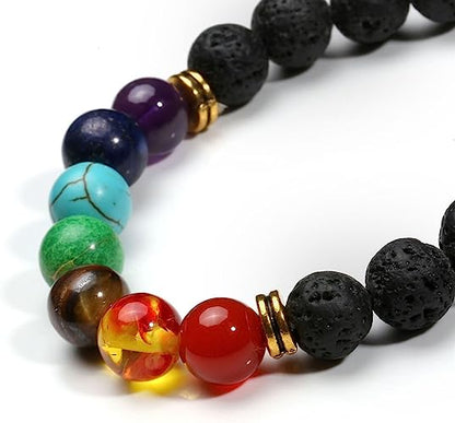 Bracelet | Trendy Jewellery | Health 7 Chakras Healing Bead | Natural Stone | 7” Bangle Charm | Yoga