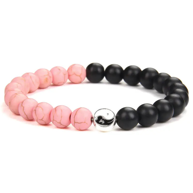 Bracelet | Trendy Jewellery | Yin and Yang Bead Howlite | Beads Natural Stone | 7” Bangle Charm