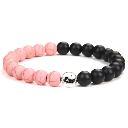 Bracelet | Trendy Jewellery | Yin and Yang Bead Howlite | Beads Natural Stone | 7” Bangle Charm