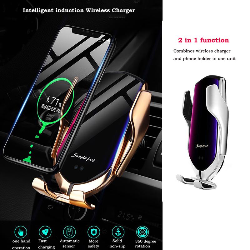 2×1 (Phone Wireless Charger + phone Car Holder) Fast Charging | Smart Sensor