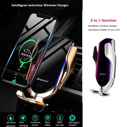 2×1 (Phone Wireless Charger + phone Car Holder) Fast Charging | Smart Sensor