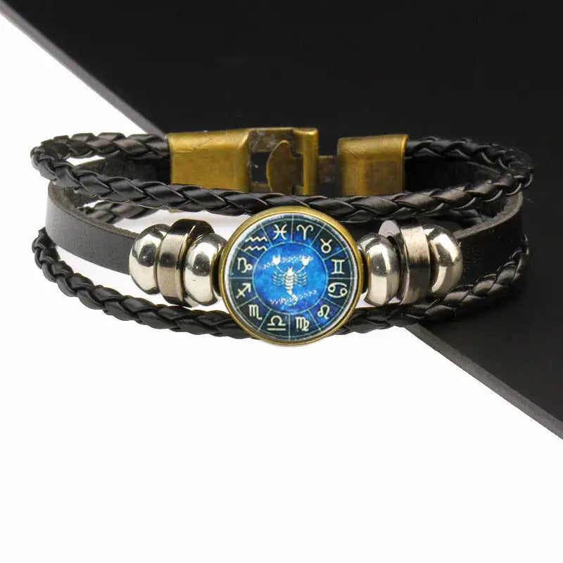 Zodiac Bracelet | Trendy Jewellery | 12 Constellation |  | Handmade Charm Leather | Bangle