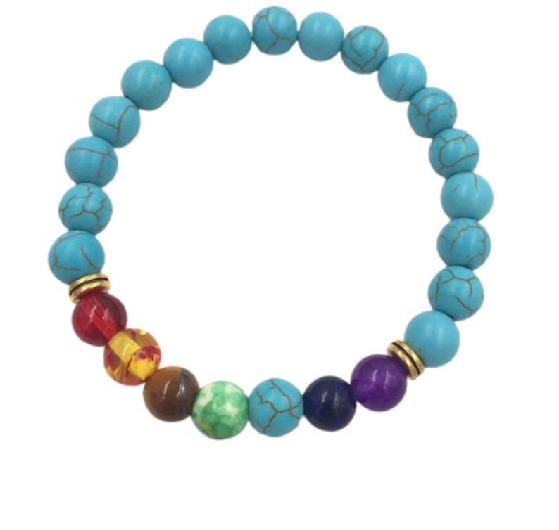 Bracelet | Trendy Jewellery | Health 7 Chakras Healing Bead | Natural Stone | 7” Bangle Charm | Yoga