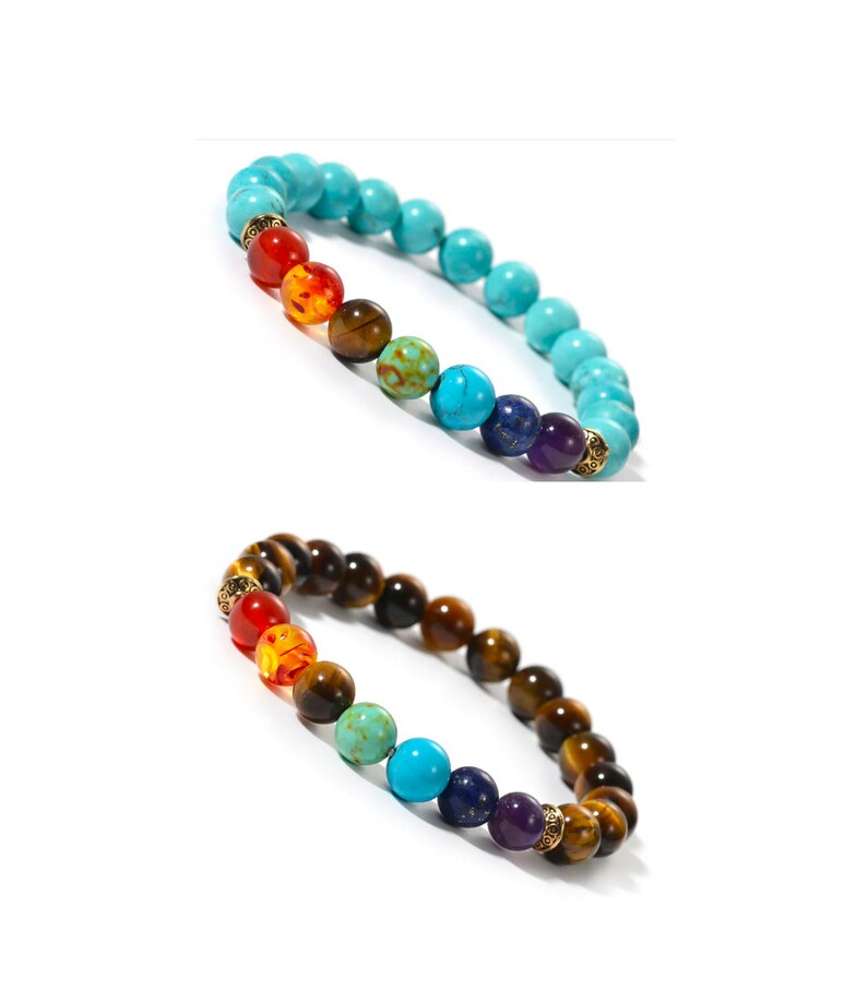 Bracelet | Trendy Jewellery | Health 7 Chakras Healing Bead | Natural Stone | 7” Bangle Charm | Yoga