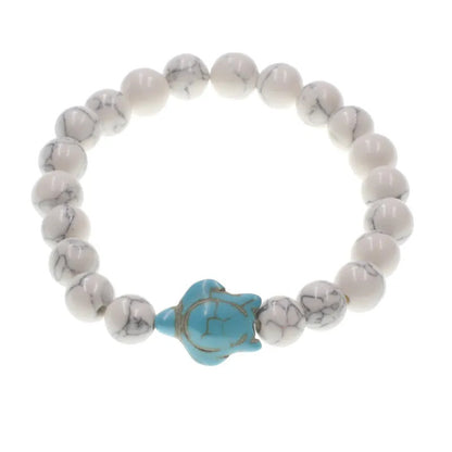Bracelet | Trendy Jewellery | Volcanic Turquoise Turtle Sea Beads | Natural Stone | 7” Bangle Charm | Lava Stone