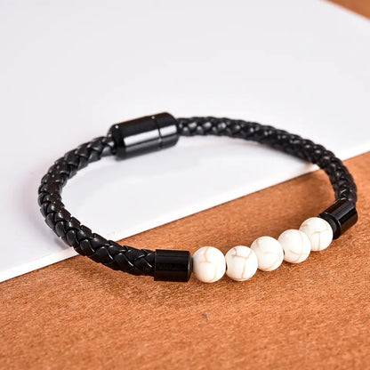 Bracelet | Trendy Jewellery | Tiger Eye 5 Beads | Natural Stone | 7” Bangle Charm | Knitting Magnetic
