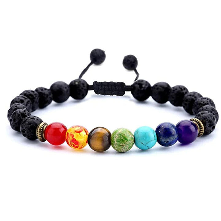 Adjustable Bracelet | Trendy Jewellery | Natural Stone Beads | Lava Stone | Chakra Diffuser | Yoga Volcanic Healing Energy | Bangle Charm