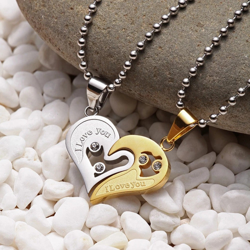 Couple Heart Necklace | I Love You | 2 Pieces/Set | Unisex | Pendant